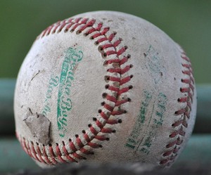 A worn-out baseball